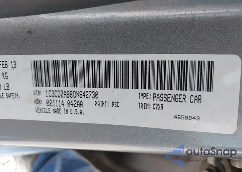 2013 Dodge Avenger Se from USA, damaged, VIN 1C3CDZAB8DN642730